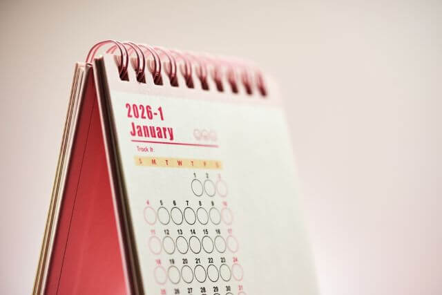 ピンクのカレンダー